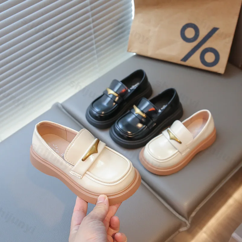 

Children Leather Shoes 2026 Spring Britain Loafers Chunky Party Wedding School Performance Shoes Kids Outdoors Casual Shoes