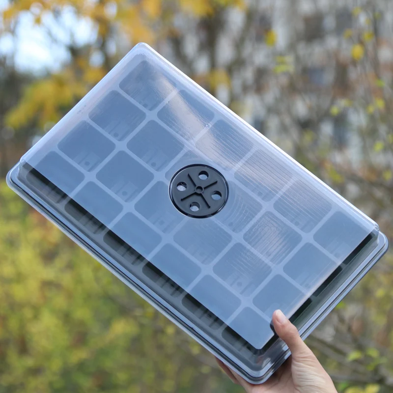 Seedling Box, Seedling Tray Three-Piece Set, Household Large Hole Tray, Sowing Supplies, Plant Seedling Insulation and Moisturiz
