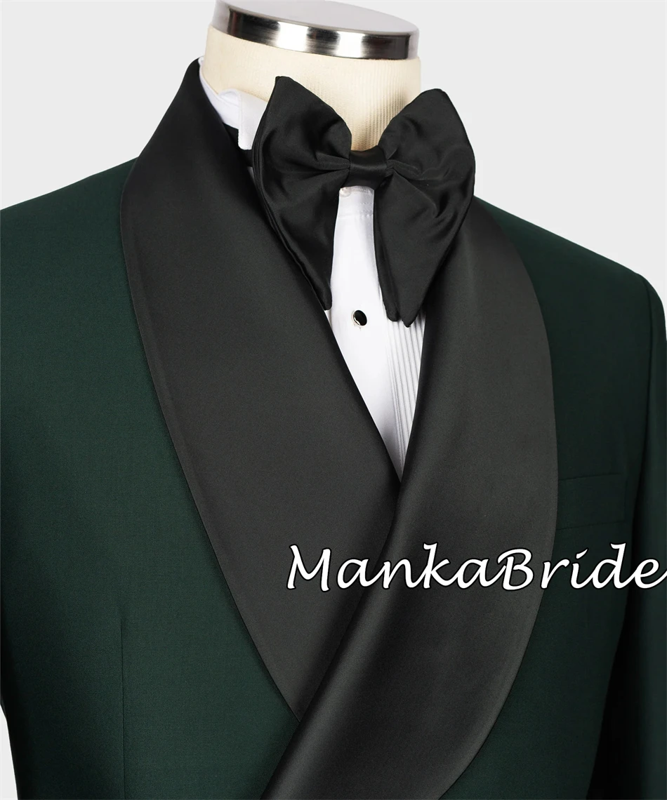 Ternos for Men Dark Green Groom Tuxedo for Wedding 2pcs Blazer Pants Formal Party  Business Office Men's Suit Set