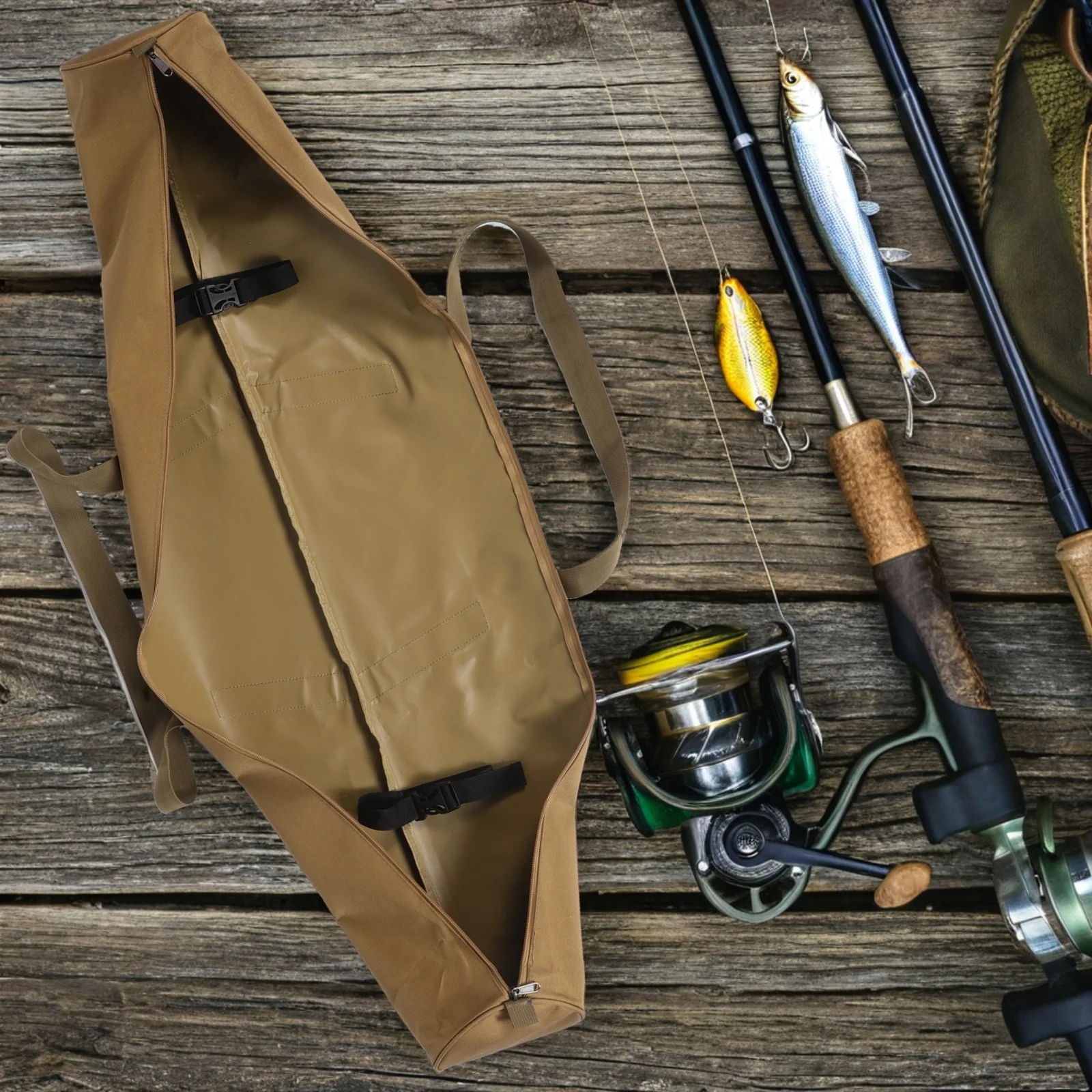 Outdoor Gear Storage Bag Heavy Duty Oxford Fabric Fishing Rod Case Portable Tent Poles Holder Quick Access Zipper for Camping