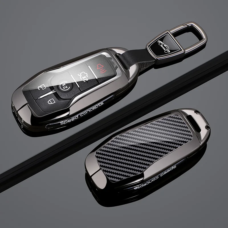 Funda de fibra de carbono metálica para llave de coche Ford Fusion Explorer F-150 F150 Mustang Edge Mondeo Lincoln MKC MKX MKZ
