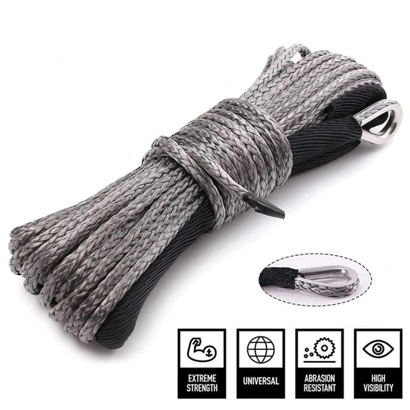 6mm/4.8mm 10000 LBS Synthetic Winch Rope Line Recovery Cable 4WD ATV UTV with Sheath Truck Boat Winch Towing Rope 4 Colors