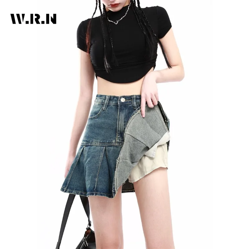 Koreanischer Stil y2k schlank kurz geschnittener Jeans rock Frauen Mode blau hohe Taille A-Linie Rock Frühling Sommer Hotsweet Minirock