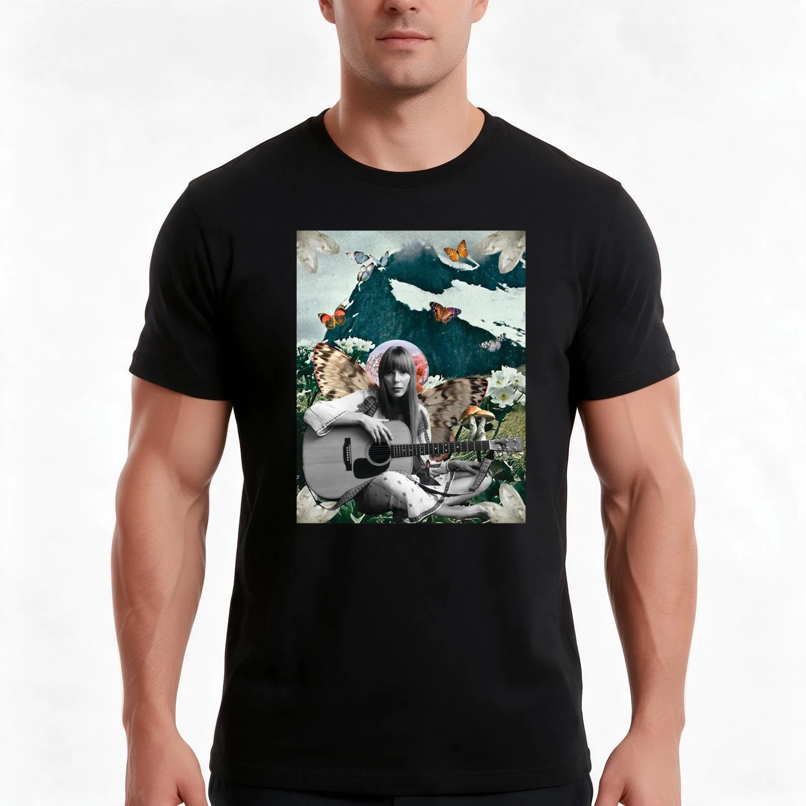 Joni Mitchell T-Shirt, Summer Casual Cotton Tee, Oversized Streetwear Tops, Vintage Graphic Print, Loose Fit Short Sleeve