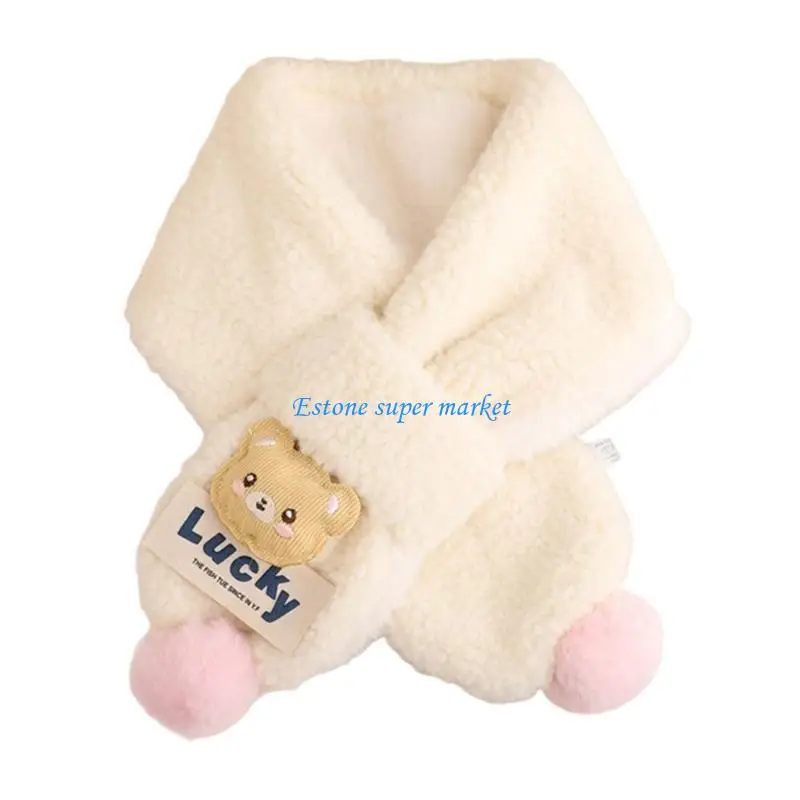 090B Children Bear Scarf Stylish & Warm Neckwear Plush Scarf for Outdoor Adventures