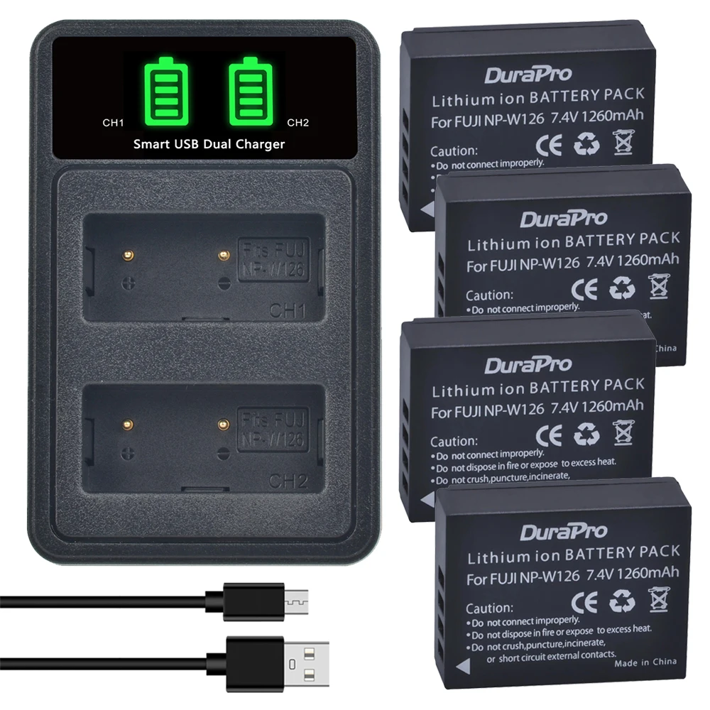 

DuraPro 1260mAh NP-W126 NP-W126S W126S Battery Bateria + Dual Charger for Fuji X-Pro1 XPro1 X-T1 XT1,HS30EXR HS33EXR X PRO1