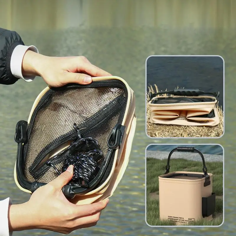 8L/14L Fishing Bucket Folding Fish Bait Bucket EVA Water Tank Fishing Tackle Live Fish Box Portable Water Bag For Camp fishing