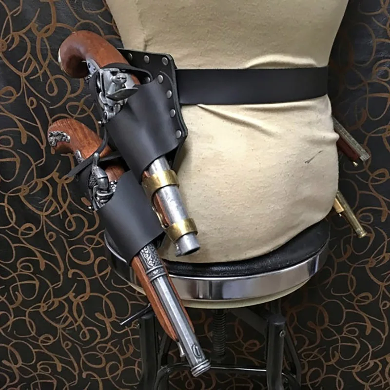 Cinturón de pirata renacentista, funda de pistola Flintlock, soporte de pistola Steampunk Blunderbuss, accesorios de disfraz de vaquero fuera de la garra