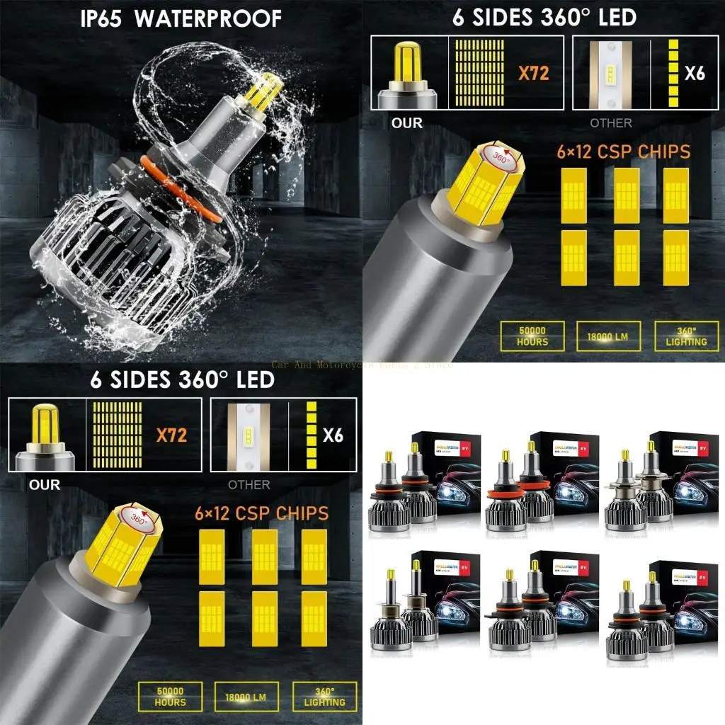 

2Pcs Upgraded LED Car Headlight H1 H11 H7 V9LED360° Auto Lamp Car for Head