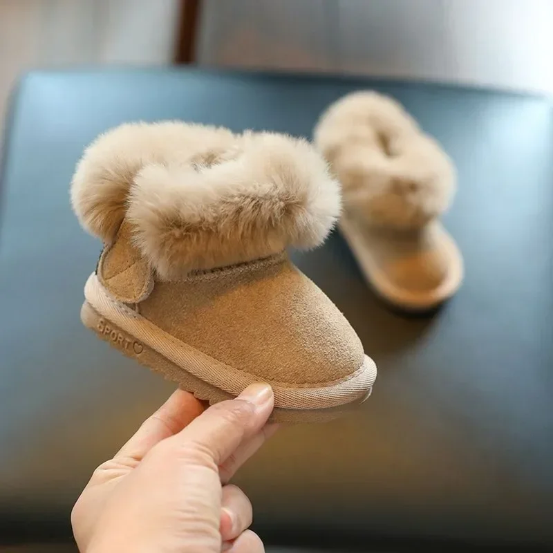 Botas Para Niña Pluche Kid Sneeuwlaars Winterwarmte Baby Wandelschoen Dikke Jongen Meisje Katoenen Schoen Zachte Zolen Kinderschoen Gewatteerde Laars