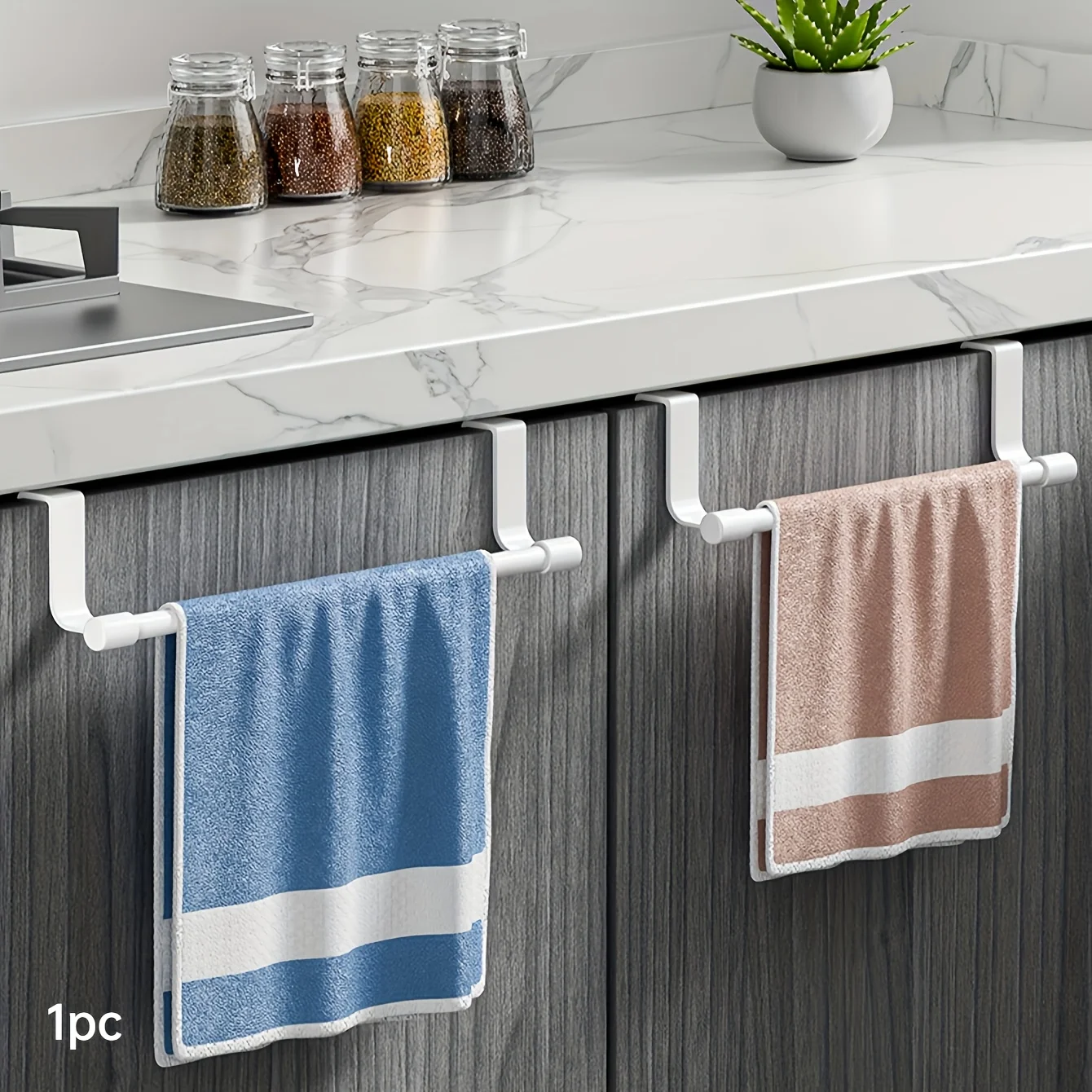 1 toallero moderno para gabinete de cocina, montado en la pared, soporte para paños que ahorra espacio para el hogar y el baño, blanco, toalleros