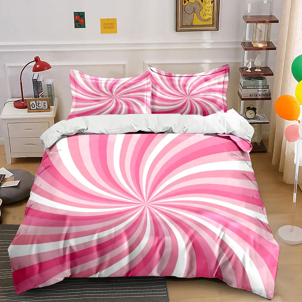 Pink Spiral Design Set Multiple sizes kid's and adults' bedroom Exquisite 3PC bedding set, gift
