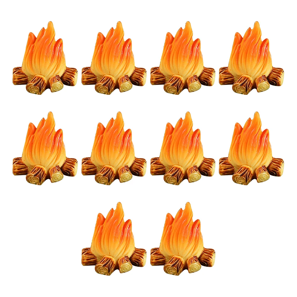 

10 Pcs Toy Fire Pot Ornaments Burner Resin Fake Bike Rechargeable Campfire Model
