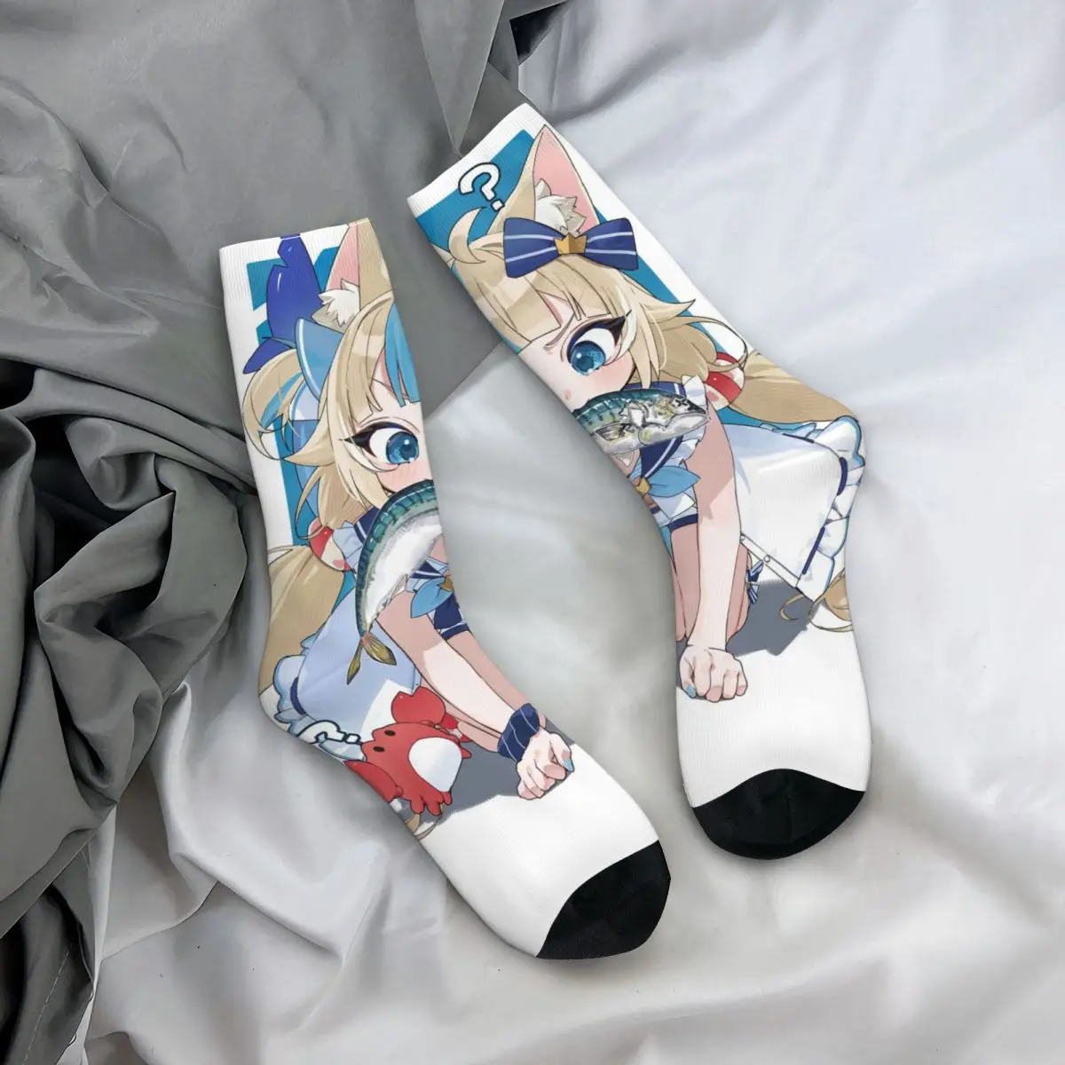 

Носки на все сезоны Sameko Saba X Gawr Gura, длинные носки в стиле Харадзюку для мужчин и женщин, подарки на День святого Валентина