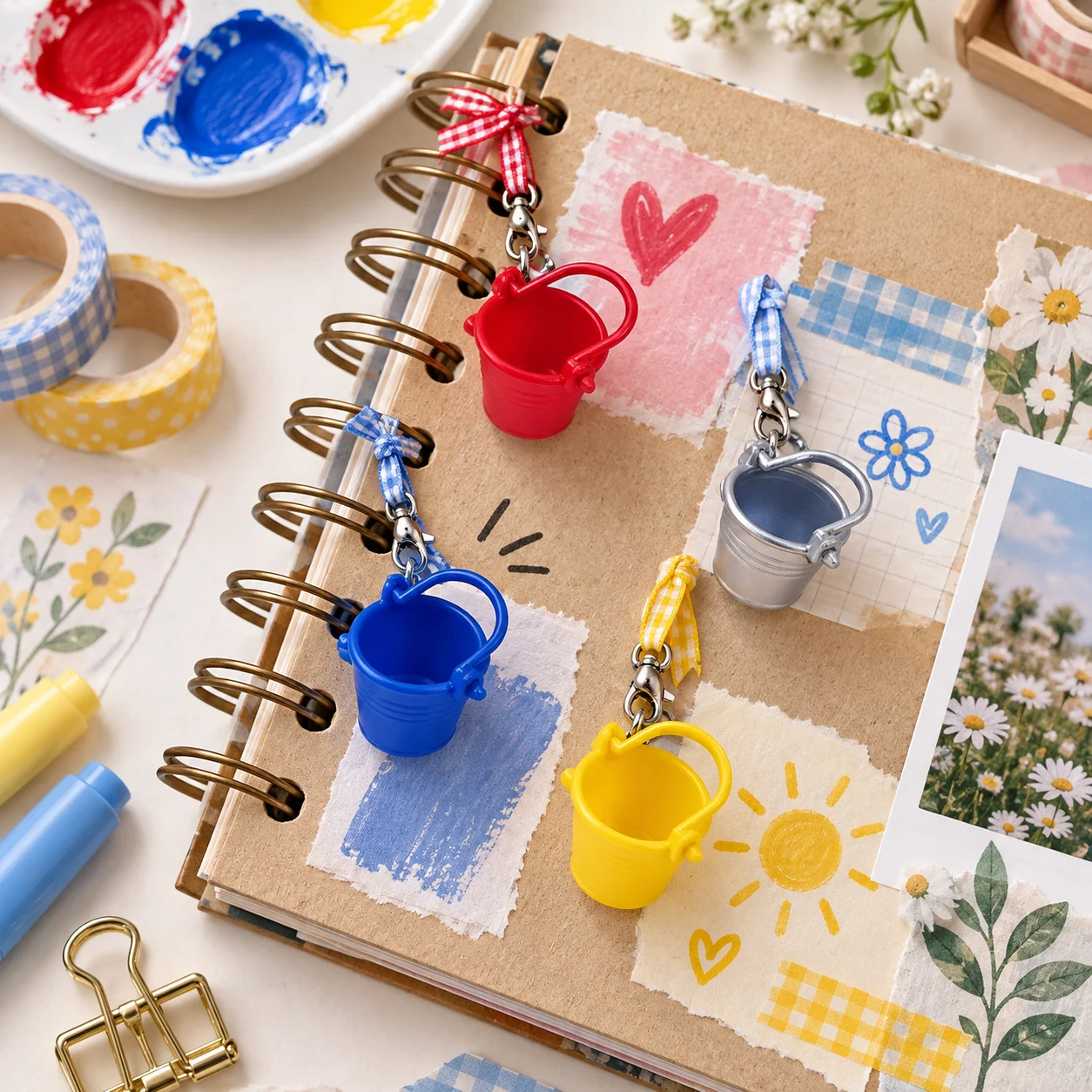Wholesale Colorful Mini Bucket Resin Cabochons Dollhouse Miniatures for Slime Supplies and DIY Craft Decorations