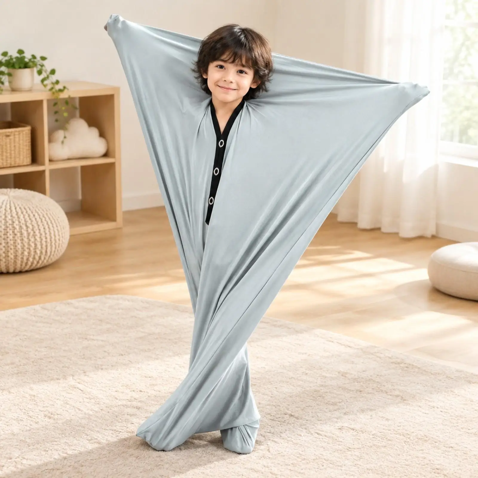 Stretchable Children Sensory Sack with Snaps for Body Awareness Coordination Practice Calming Home Classroom Use