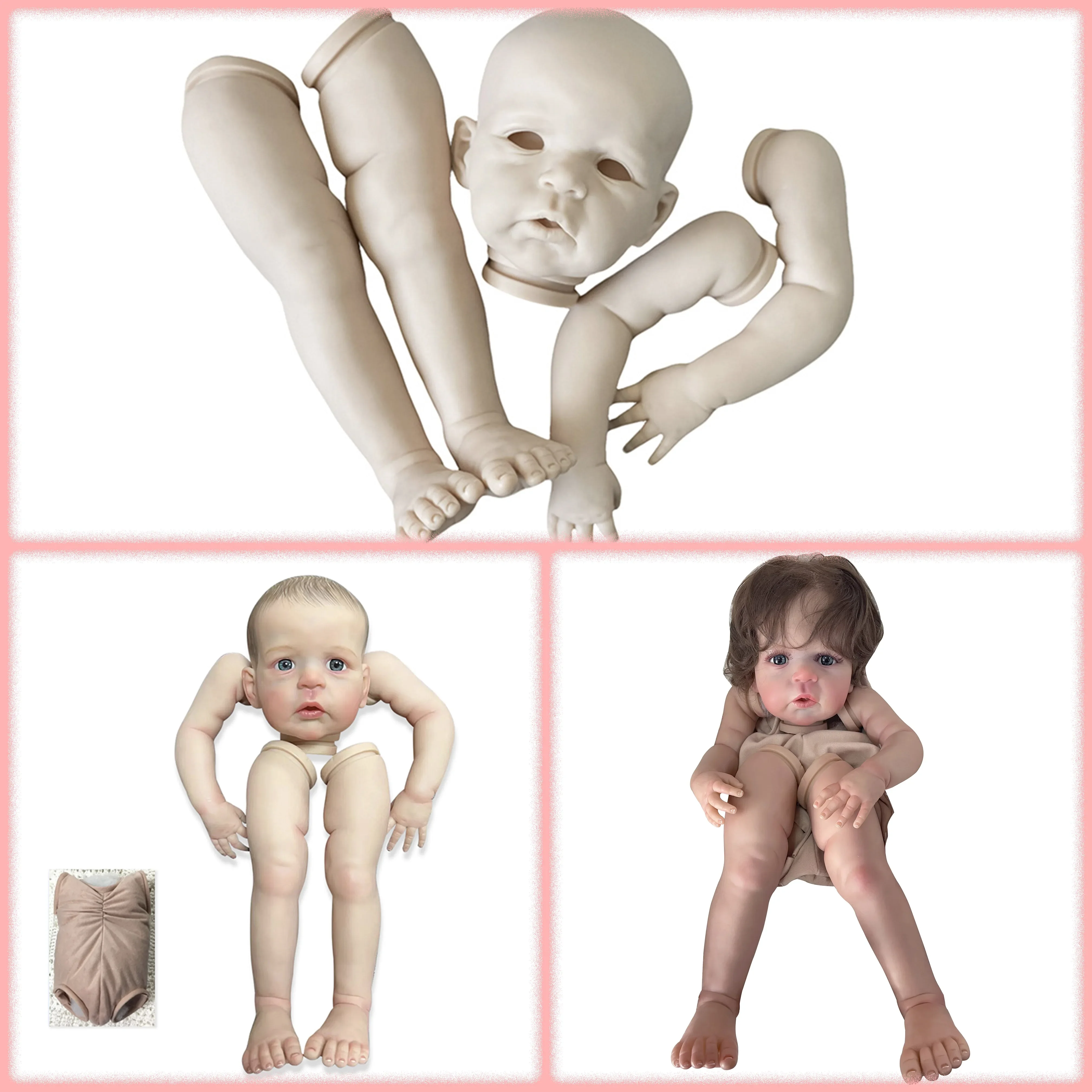 Kit bambola Sandie Reborn 24 '' Kit vuoto non verniciato/Kit già dipinto Parti di bambola fai da te di colore fresco al tocco morbido con corpo in tessuto