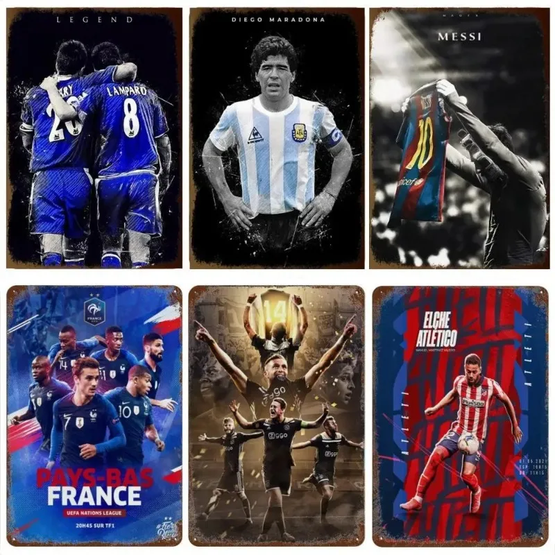 Soccer Star Poster Metal Tin Sign Decorative Picture Background Wall Decoration For Bar Club Workshop Room Wall Art Home Decor