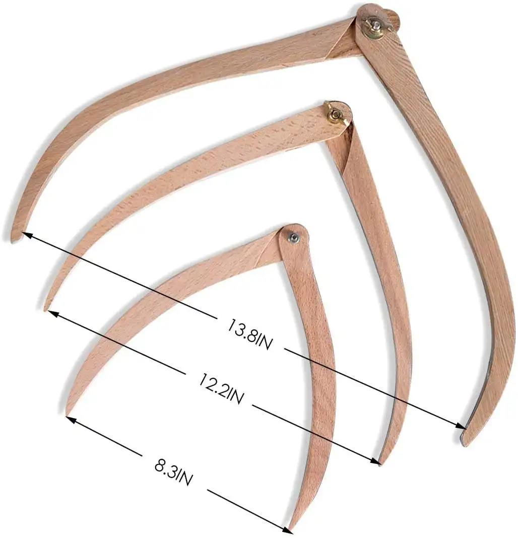 Bview Art 3pcs 8 10 12 polegadas pinças de madeira cerâmica ferramentas de medição de argila cerâmica