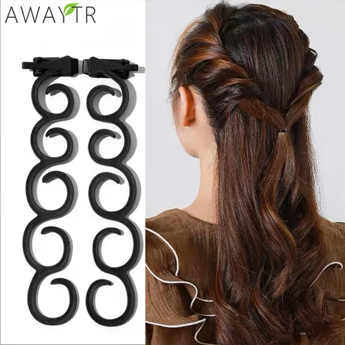 AWAYTR, pinzas para el cabello trenzadas laterales para niñas, herramienta de giro ondulado, horquilla, dispositivo para el cabello para mujeres, diademas Diy, accesorios para el cabello para mujeres