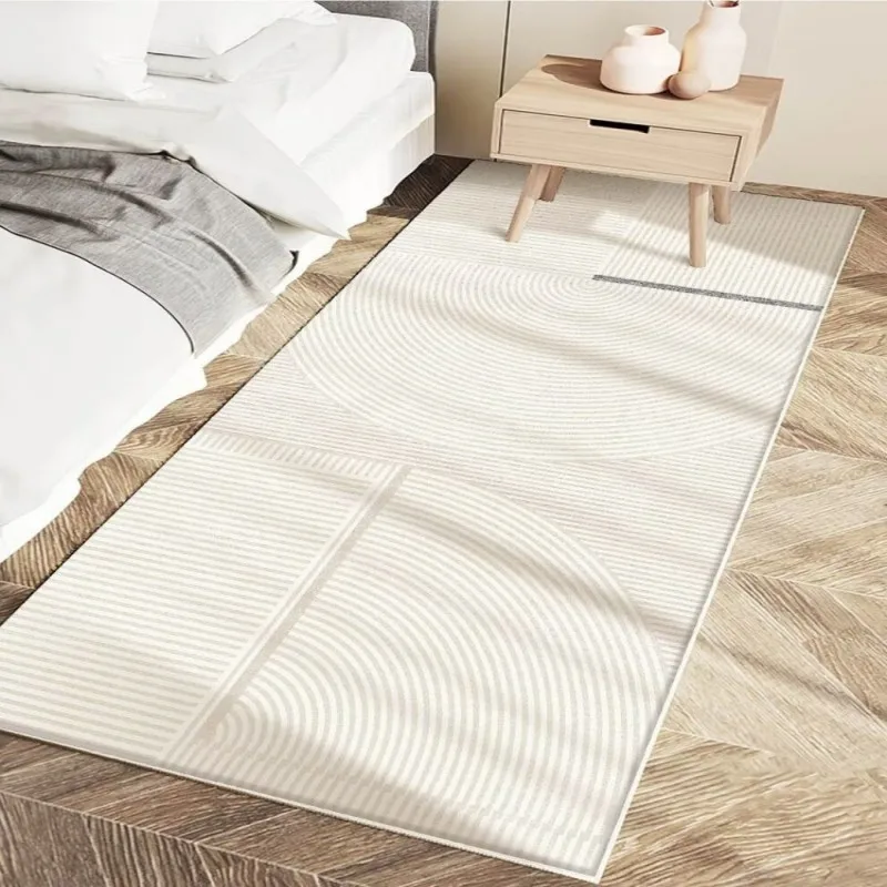 VIKAMA Korean-Style Cream-Coloured Bedroom Bedside Rug, Short Pile Sofa Coffee Table Living Room Floor Mat Foot Mat