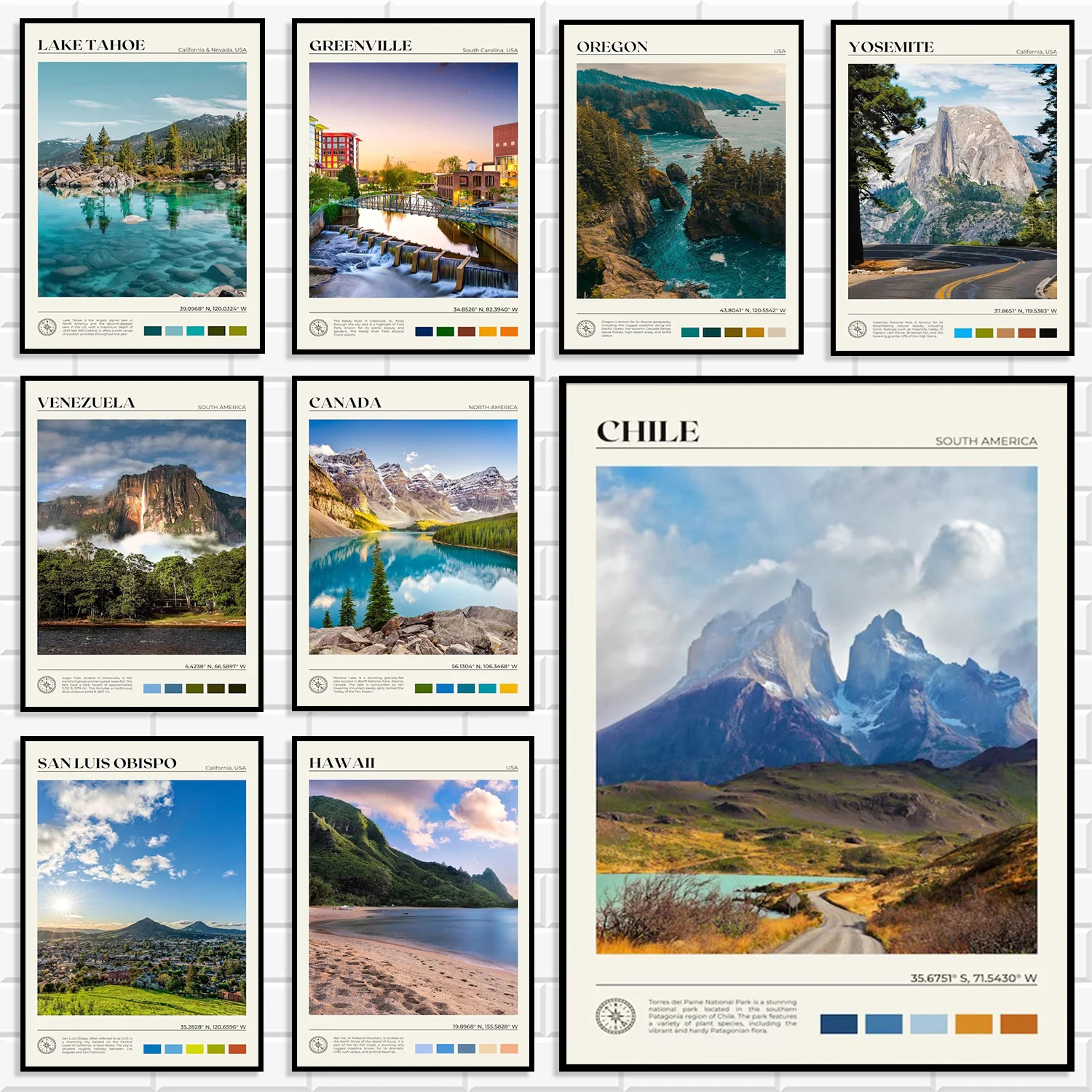 Retro Travel Landscape Wall Art Prints World Famous National Park Mountain Lake Canvas Posters Vintage Scenery Home Wall Decor