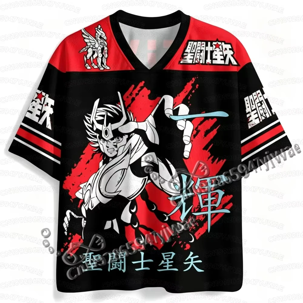 Summer Men's Women's Short Sleeve Saint Seiya Anime Football Jersey Hot Anime Fans T-shirt Unisex Tops Y2K Jersey Tops