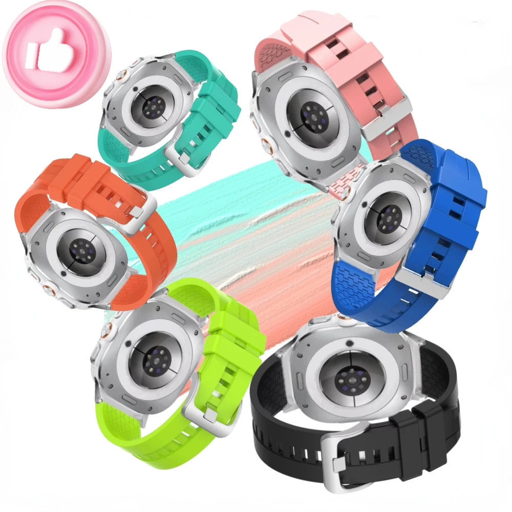 สายซิลิโคนสำหรับ Samsung Galaxy Watch ultra 47mm สายรัดข้อมือกีฬา Galaxy Watch 7 ultra 47mm อะไหล่อุปกรณ์เสริม