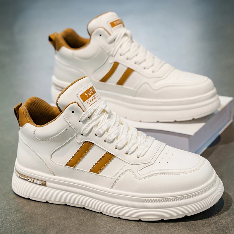 

Men's flat casual shoes four seasons outdoor walking shoes breathable soft sole white shoes fashion students sports board shoes