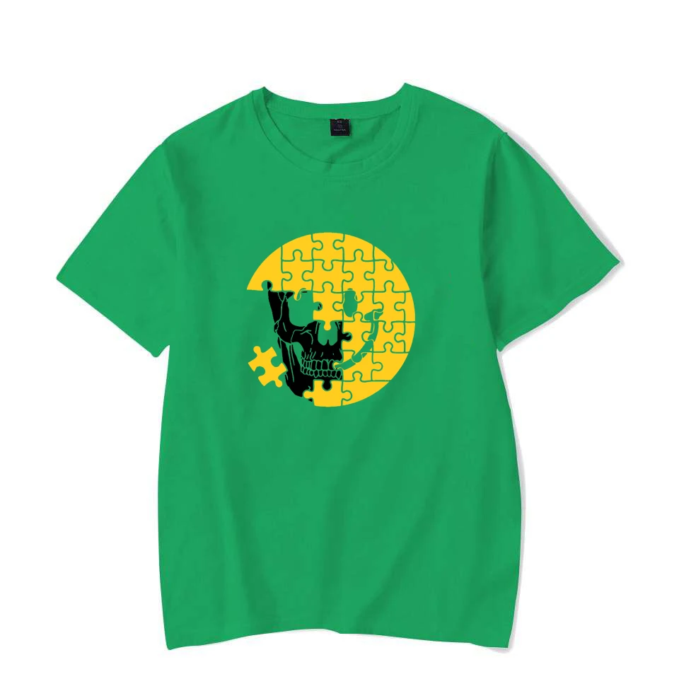 Funny Jigsaw Skull Pattern Men's and Women's T-shirt Classic Retro Designed Unisex Shirt Street Fashion Casual Couple Clothing