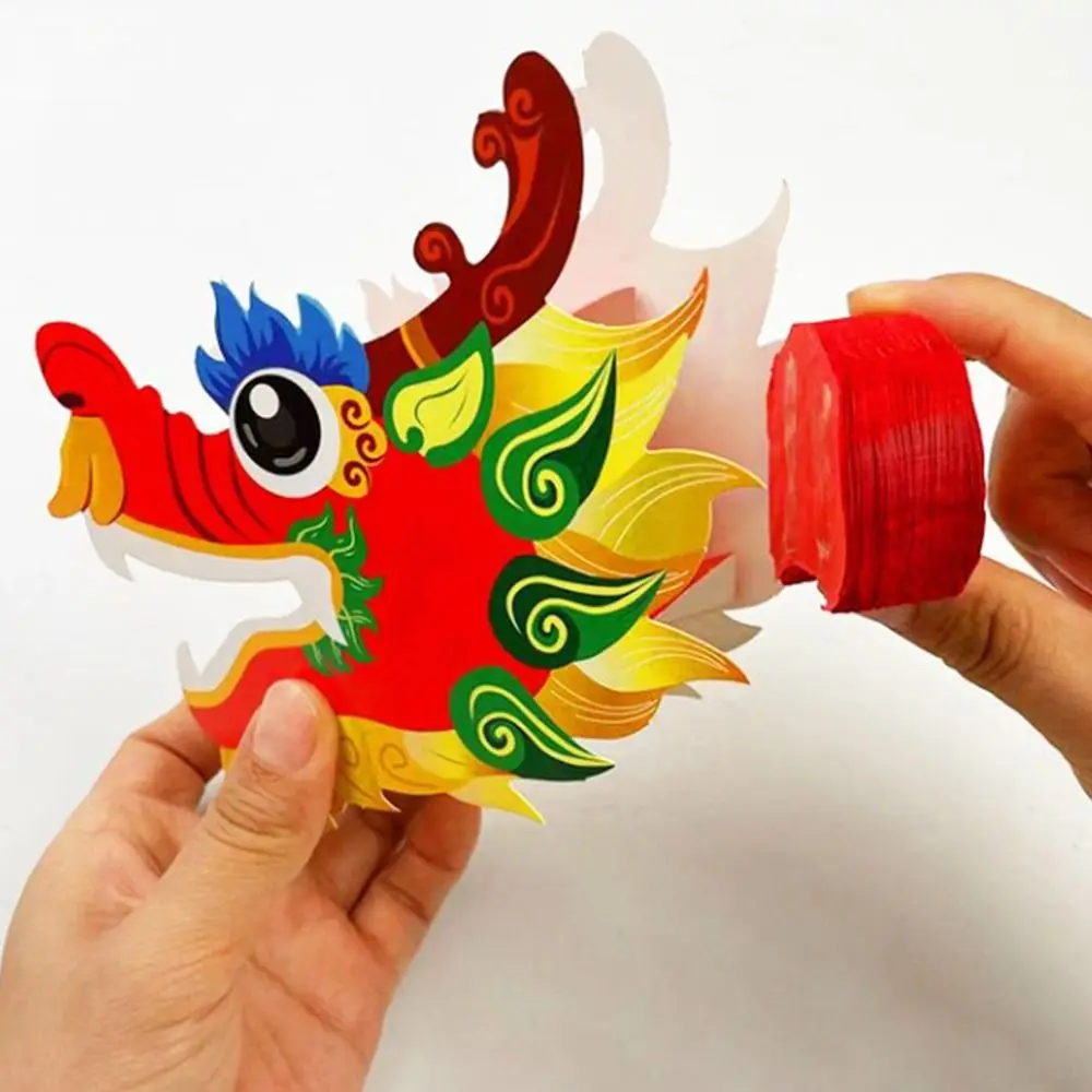 High Quality DIY Dragon Craft Chinese New Year Kids Toys DIY Dragon Decor 3D Paper Three-Dimensional Pull Flower