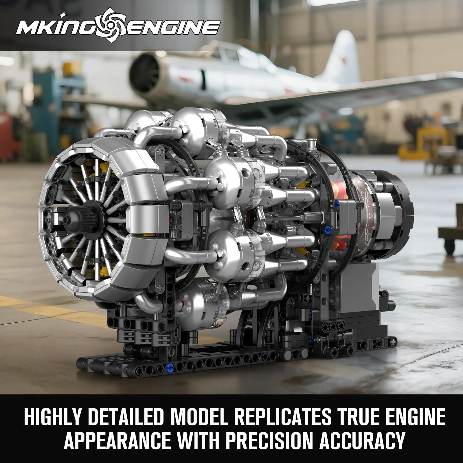 ตัวต่อ Mould King 10216 รุ่นเครื่องยนต์เทอร์โบเจ็ท - ชุดตัวต่อ DIY 1214 ชิ้น ของขวัญ STEM สำหรับวัยรุ่นและผู้ที่ชื่นชอบการบิน