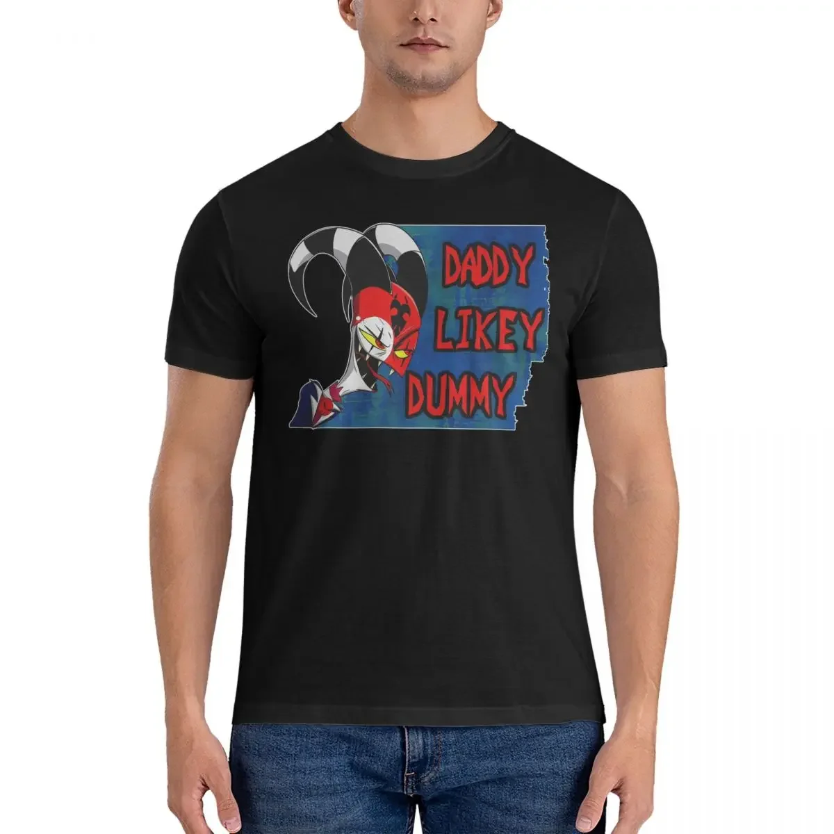 Novelty Happy T-Shirts for Men Round Neck Pure Cotton T Shirts H-Hazbin Hotel Short Sleeve Tees Printed Clothes