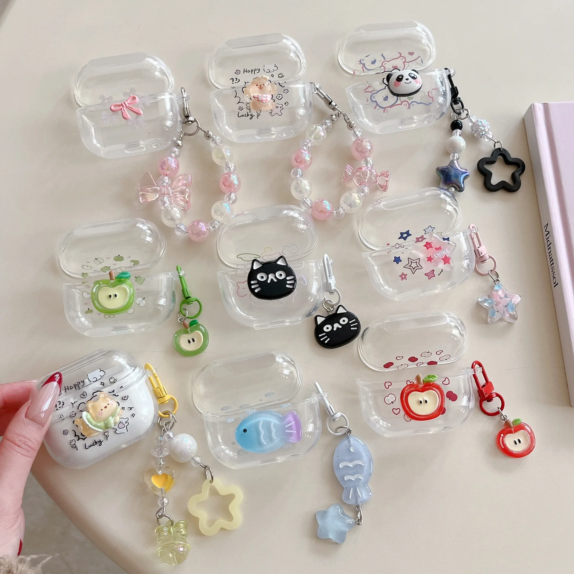 

Cartoon Earphone Protective Cover For Samsung Galaxy Buds 3 / Buds 3 Pro / Buds 3 FE Cover With Keychain Shockproof Bag