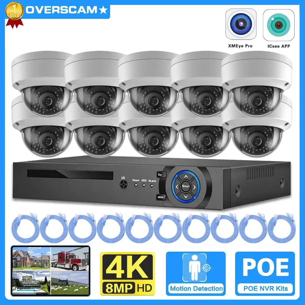 

8MP CCTV Camera Security System Kit 4K 16CH POE NVR Kit outdoor IP66 waterproof IP Dome video security protection Cameras Kit