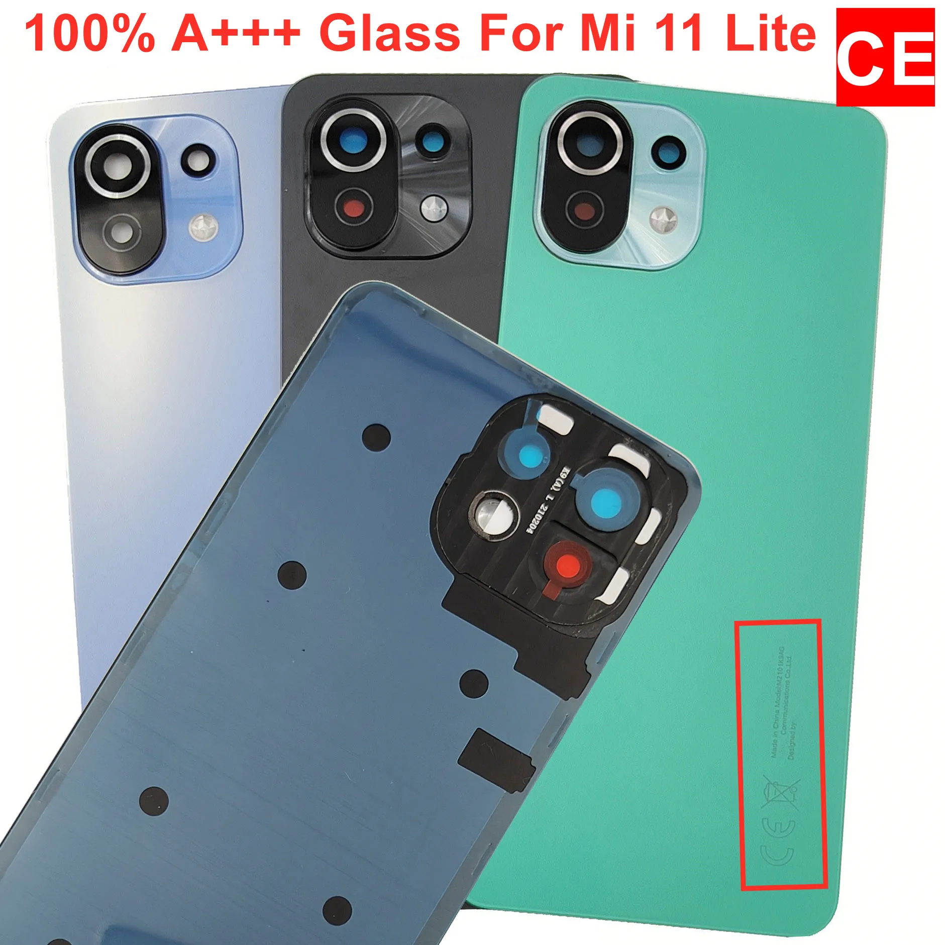 100% A+++ Glass Back Door For Xiaomi Mi 11 Lite 4G 5G Hard Battery Lid Cover Rear Housing Case With Camera Lens Adhesive Tools