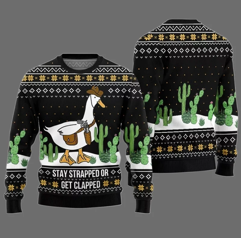 2026 متعة البط والأوز الكرتون ثلاثية الأبعاد مطبوعة سترة قبيحة الأسرة حفلة عيد الميلاد هوديي المتضخم الكبار الخريف/الشتاء #5