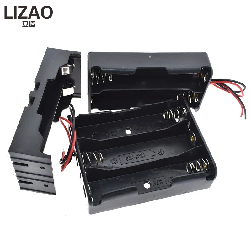 LIZAO 1-4 Slot 18650 Battery Case Holder 1S 2S 3S 4S Plastic Storage Box with Wire Lead Pin for Electronic DIY
