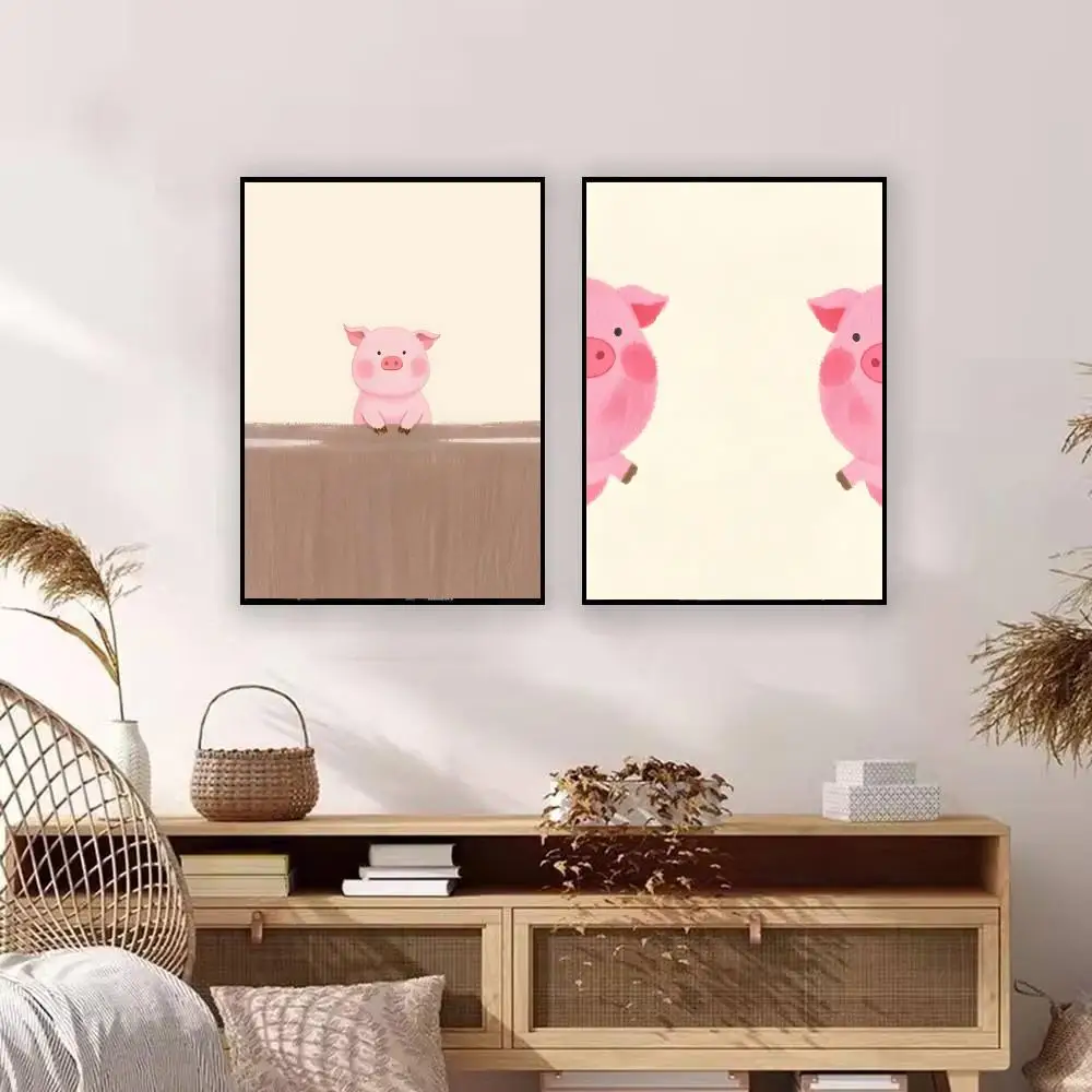 Art P-pink Pig Poster Premium Art Wall Decor, Simple Ornament for Living and Leisure Areas