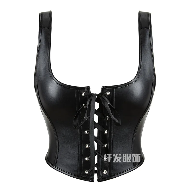 New court chest rest outer wear adjustable shoulder straps corns front straps tube top shapewear vest leather small vest