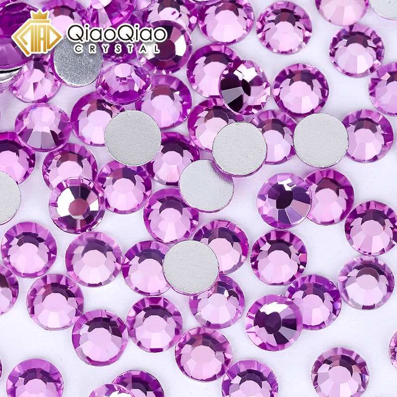 QIAO SS6-SS30 Clove Purple Glitters Crystal Rhinestone Flatback Strass Nail Diamond Gem Loose Glue on Rhinestones For Crafts