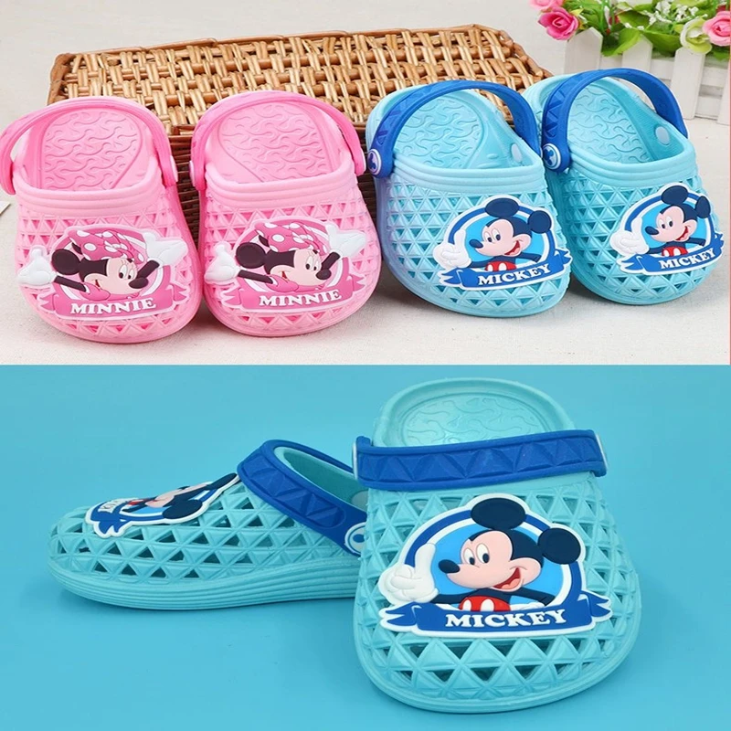 Baby Boys Girls Summer Shoes Kids Sandals Cartoon Disney Mickey Mouse Minnie Mcqueen Cars Beach Sandals Indoor Home Bath Shoes