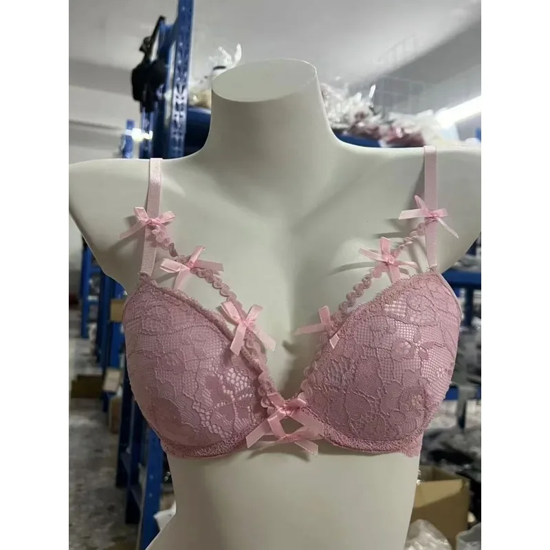 Boho-BH-Set mit mehrlagiger Spitze und Neckholder – Oberteil mit ausgehöhltem Schleifen-Design, innerer roter Schnür-BH, zweiteiliges Dessous-Set für den Sommer und Strand MOYISU