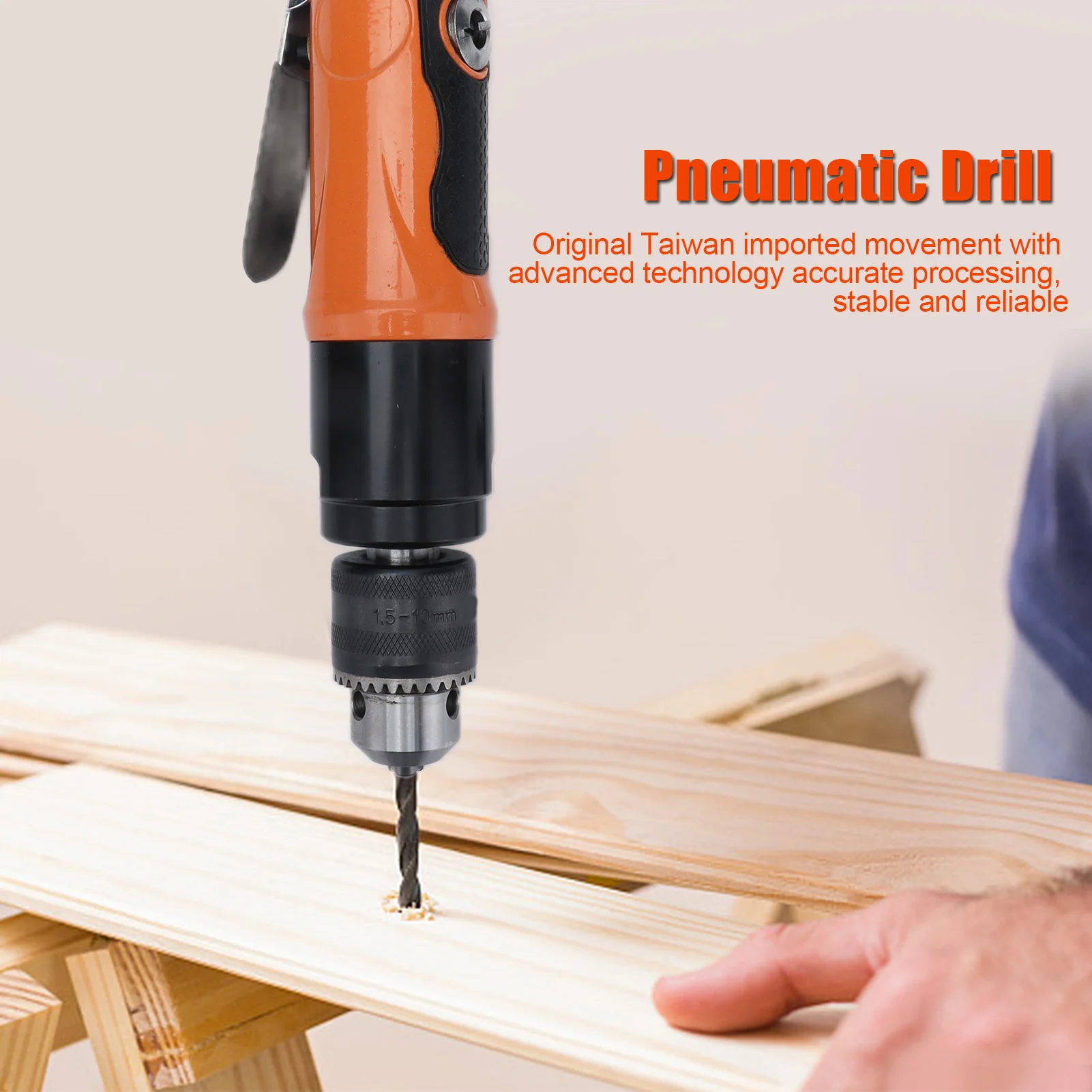 KP‑555A Pneumatic Drill Geared Air Drilling Tapping Machine Adjustable Speed 3/8in Straight Pneumatic Drilling Machine