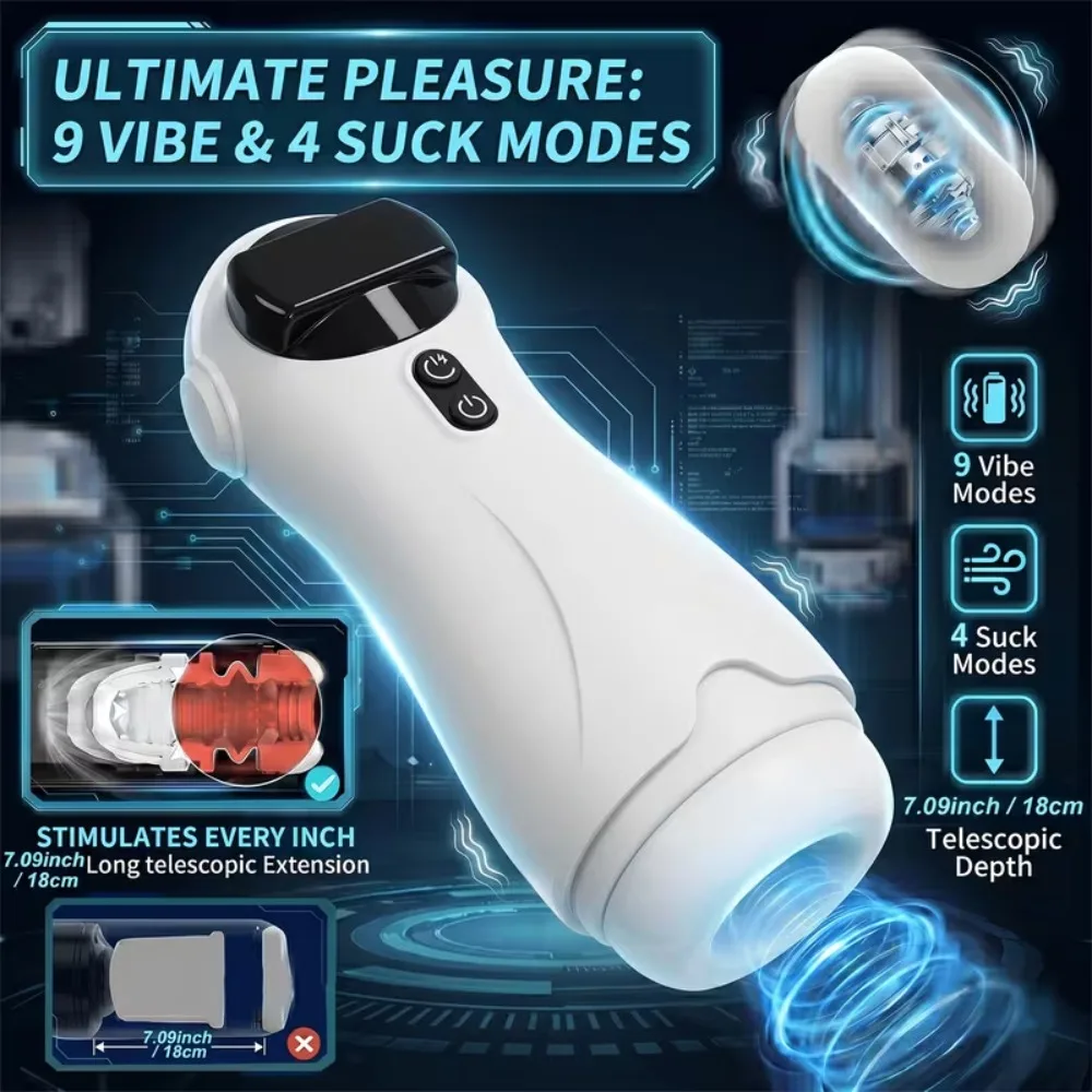 Automatic Sucker Male Masturbator Penis with 10 Vibrator and 4 Sucking Modes Vagina Pocket Pussy Blowiob Sex Toys for Men view 2