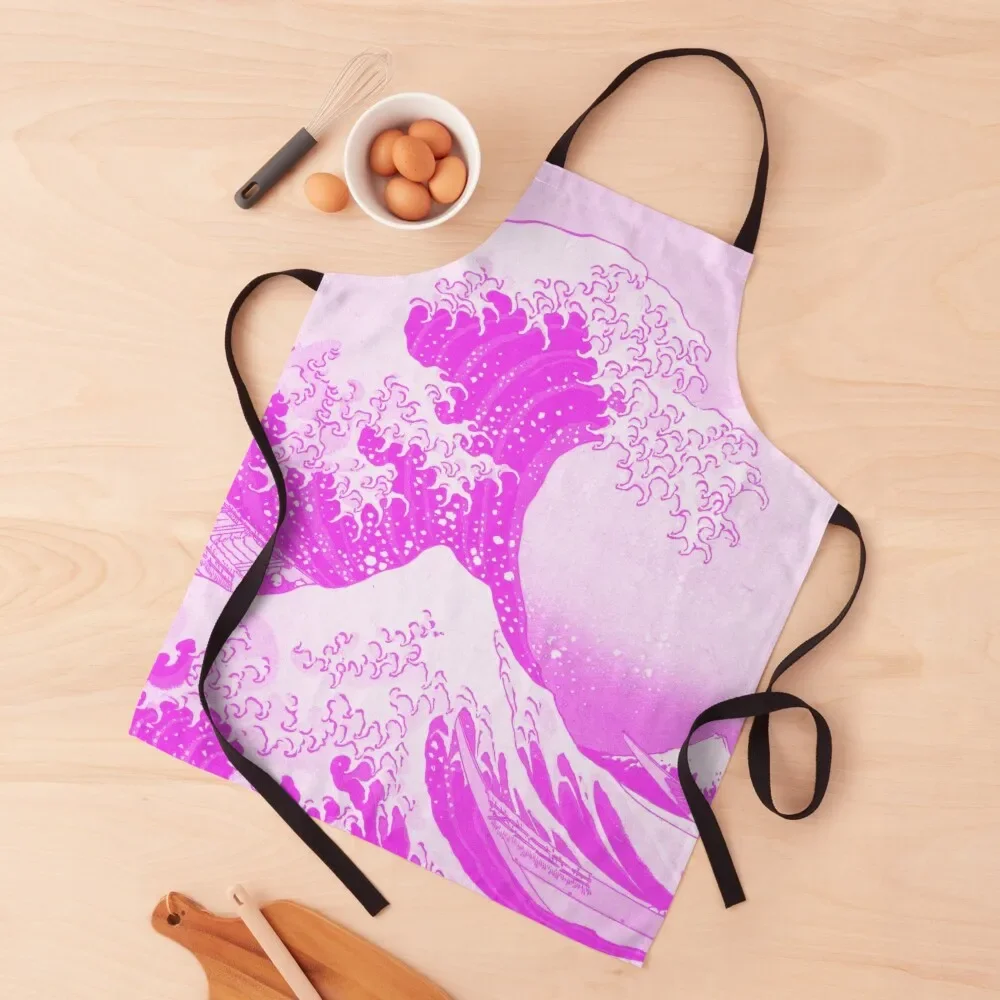 

Fluorescent Neon Purple Japanese Wave Aesthetic Apron Utensils For Kitchen chef costume Apron