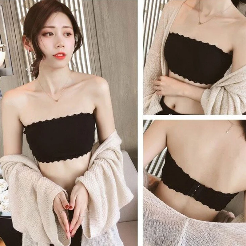 Mode Frauen Unterwäsche Enge Tops für Sommer frauen Rohr Top Bandeau Bh Frau Top Ohne Träger Wäsche Sexy Hot Spitze Tassen
