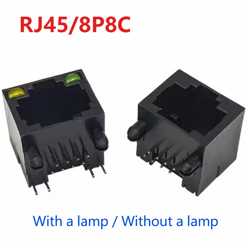 100PCS  RJ45 56 Plastic type 8P8C 8Pin 15mm PCB Right Angle Modular Female Network Socket LAN Wiring Harness Connector