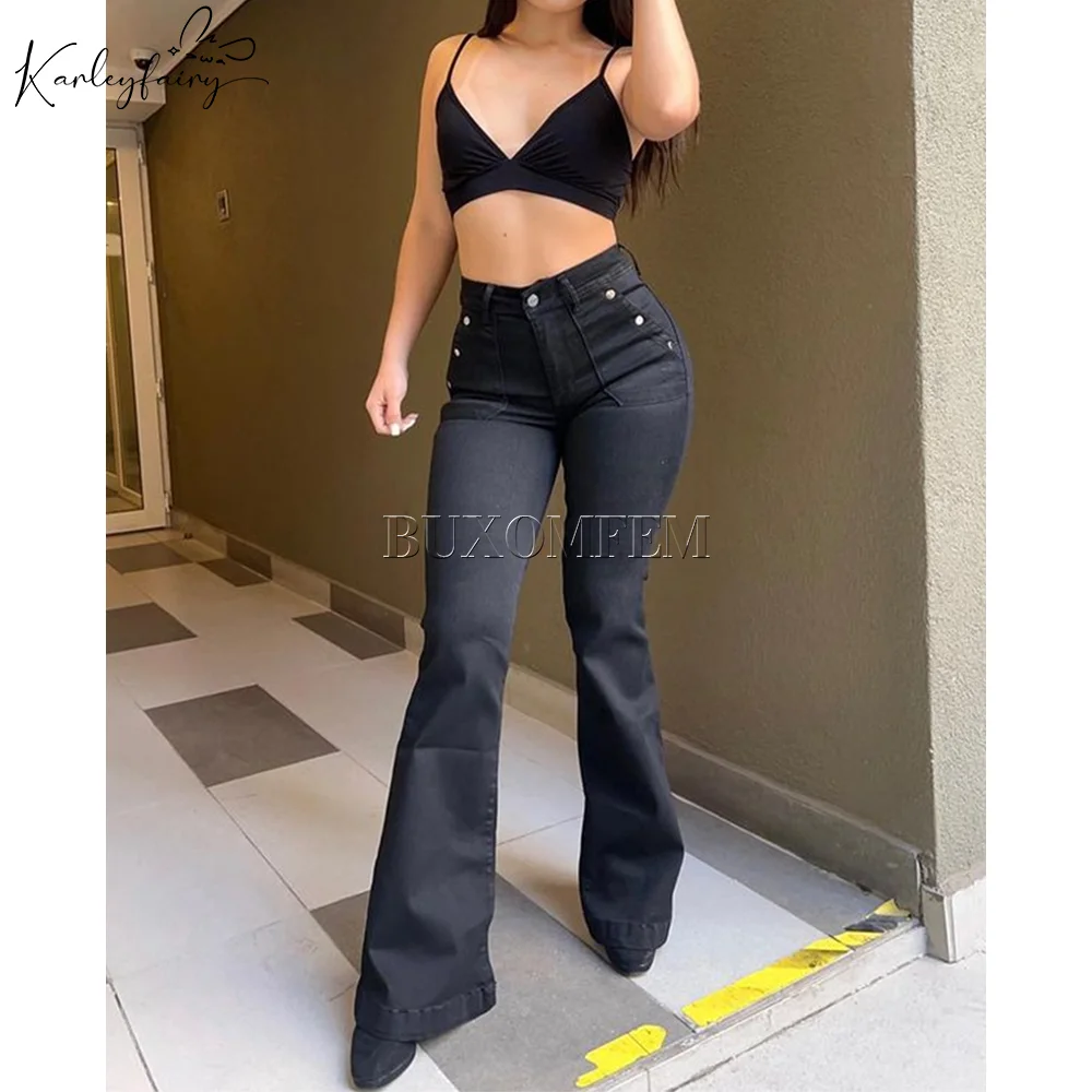 

Y2k Streetwear Flared Trousers Women's New Stylish Solid High Quality Jeans Push Up Straight Leg Wrap Hips Casual Daily Pants