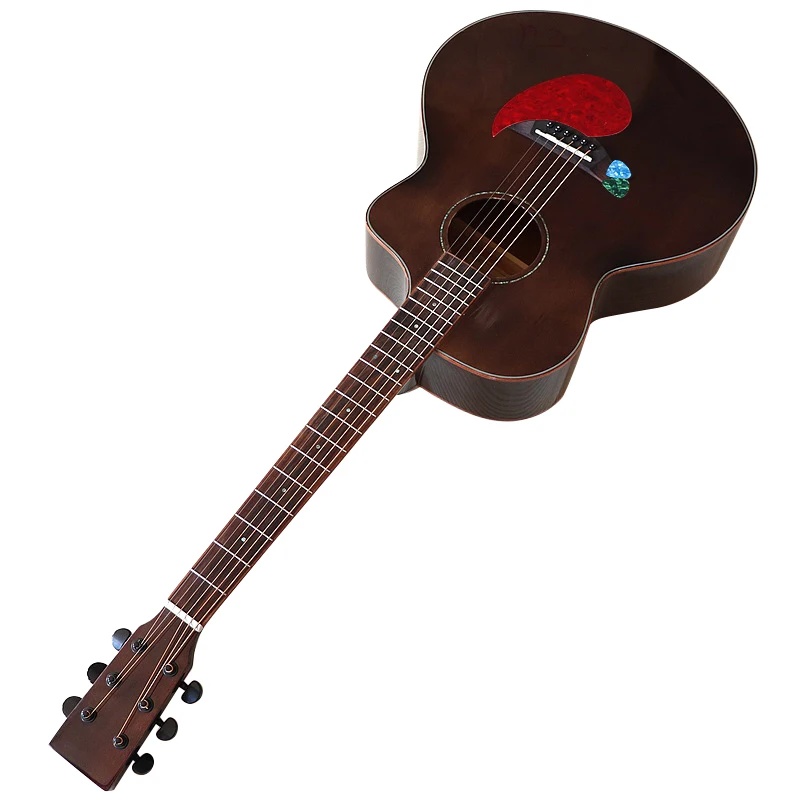 Solid Wood Acoustic Guitar, Spruce Top, Black Color, High Gloss, Cutaway, Folk, New Arrival, 41 inch